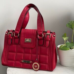 Versace Red Quilted Satchel with Gold Hardware Vintage